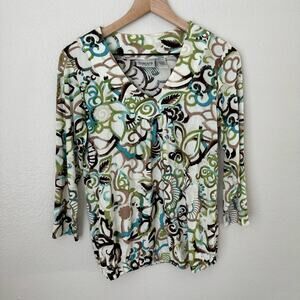 Vintage Y2K Chicos Women's Retro Blouse V-Neck Stretch Multicolor Size Small